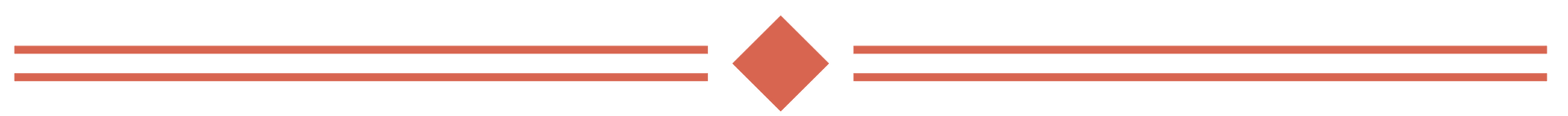 Two horizontal bars separated by a vertical, red, diamond-shaped form.