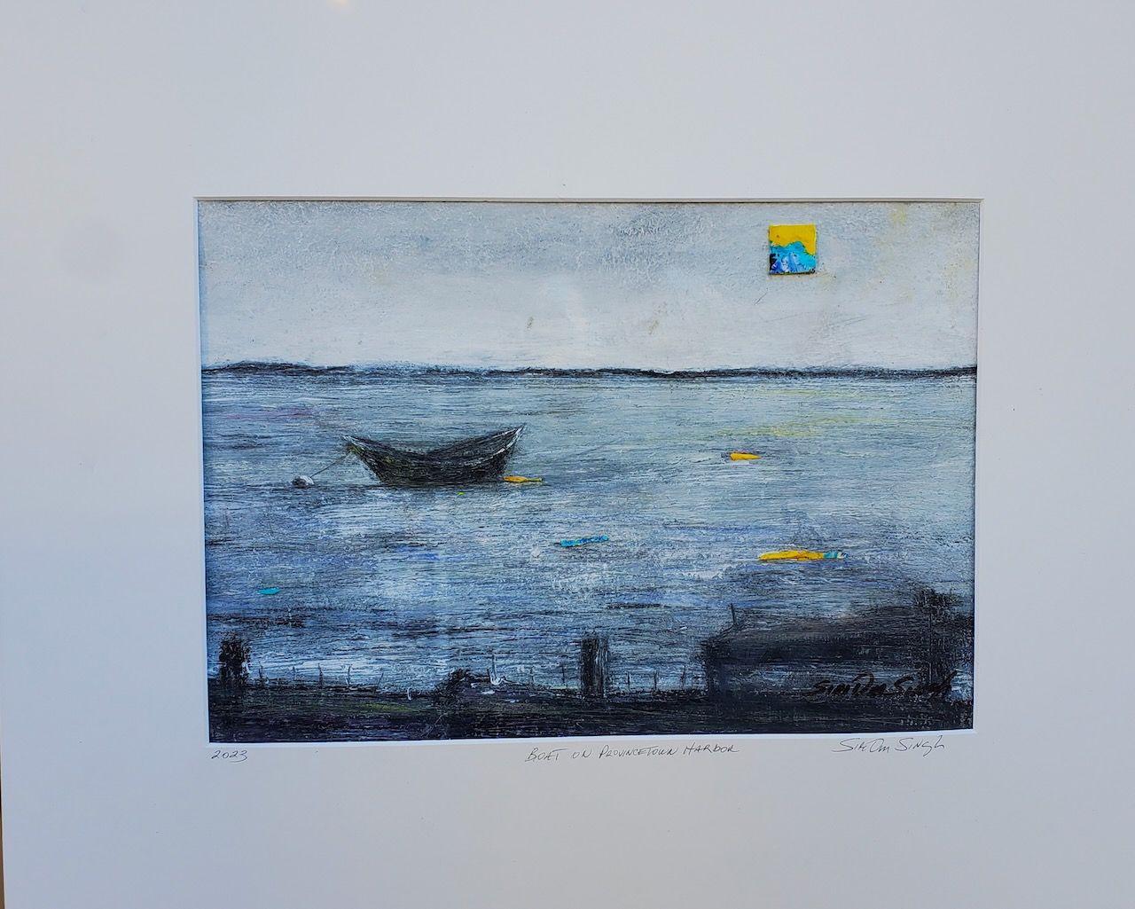 It is a painting of a boat in the water.