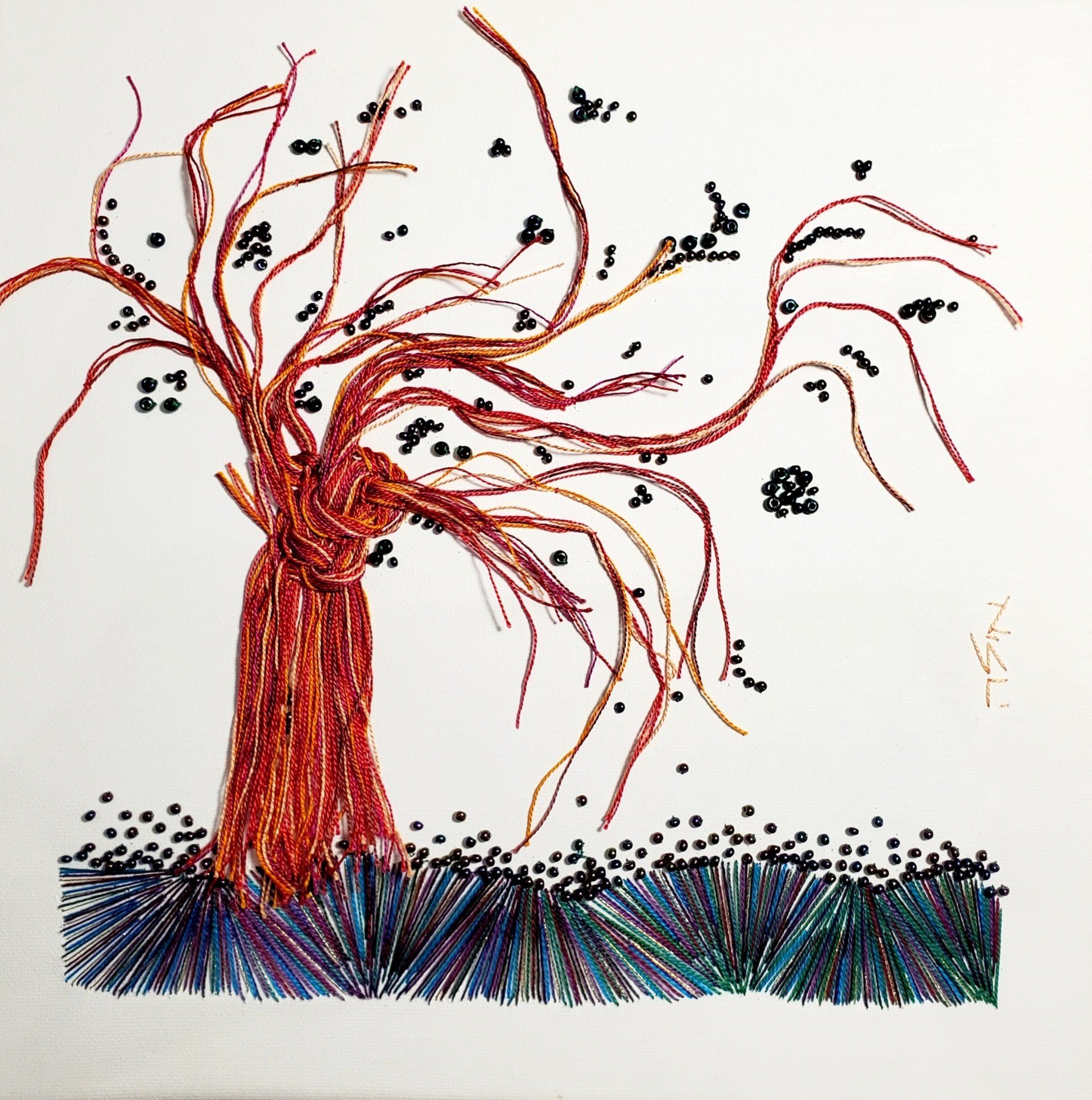 A drawing of a tree with a lot of branches and leaves