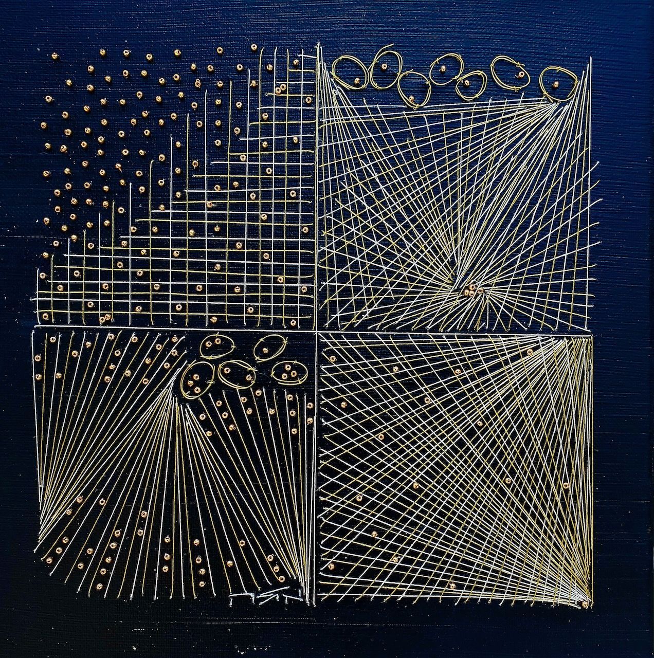 A drawing of a square with lines and dots on it