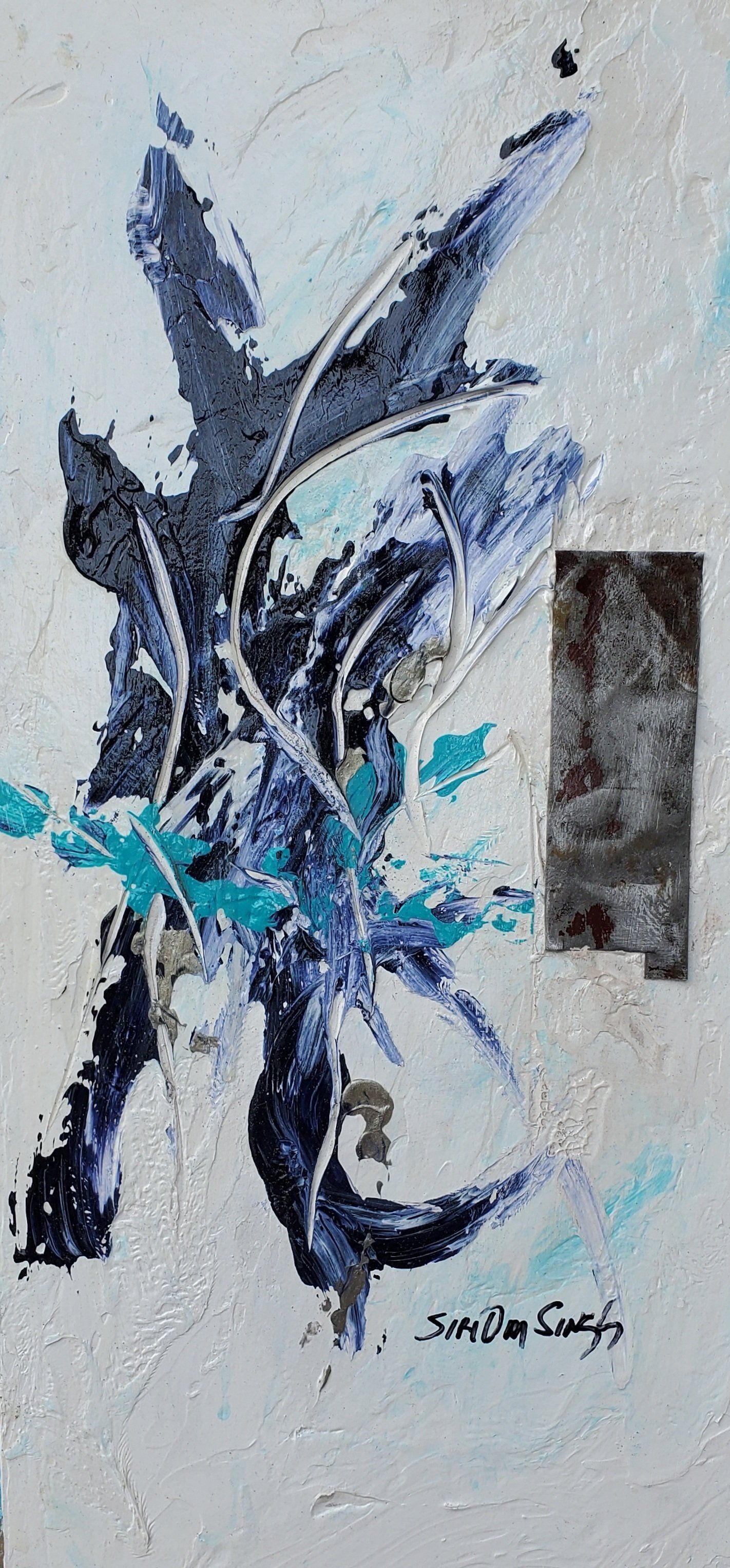 A close up of a painting on a wall with arabic writing on it.