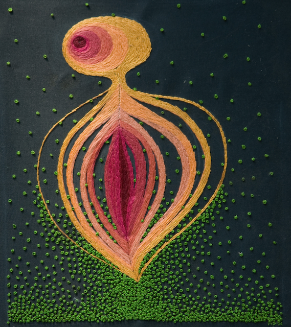 Abstract fiber collage artwork