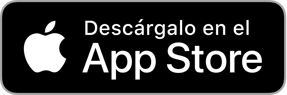 El logo de la tienda de aplicaciones es blanco y negro y dice descargalo en la tienda de aplicaciones.