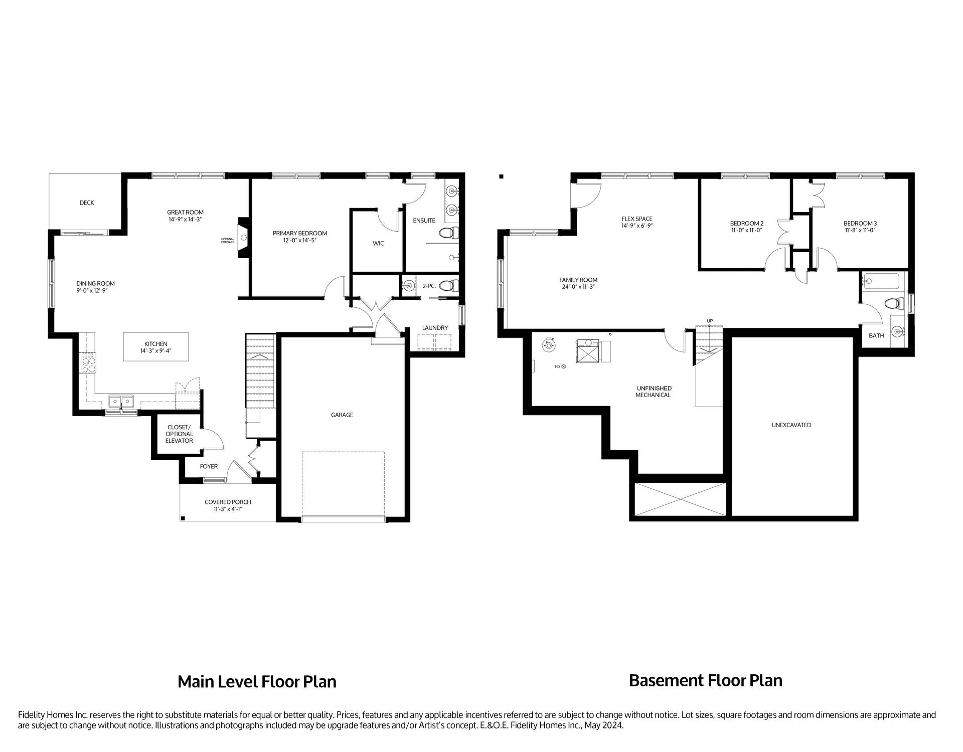 A black and white floor plan of the Flynn model at Eastfields in Colborne
