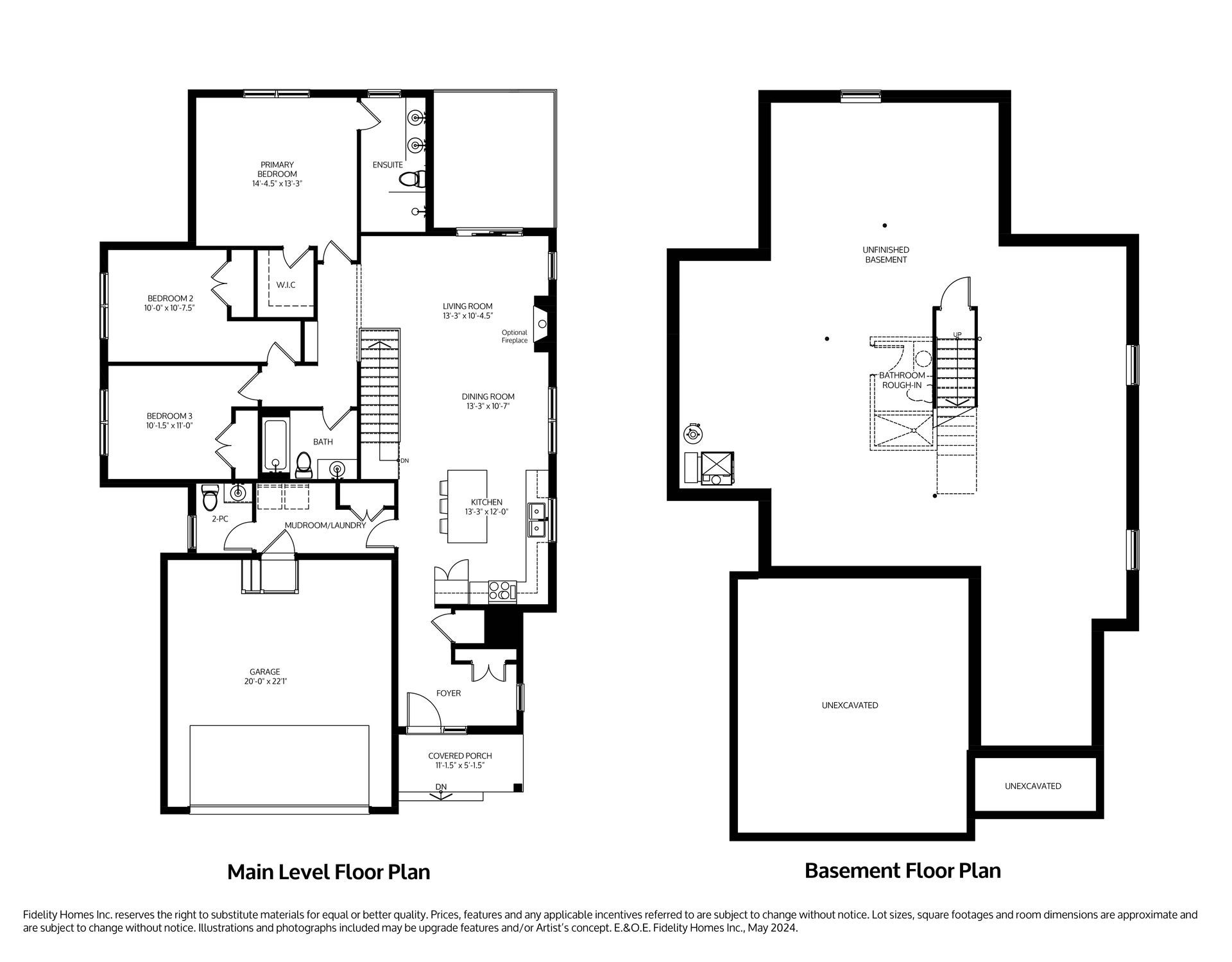 A black and white floor plan of the Freya model at Eastfields in Colborne