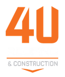 Orange &ldquo;4U Roofing & Construction&rdquo; logo with stylized lettering on a white background