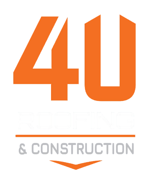 Orange &ldquo;4U Roofing & Construction&rdquo; logo with stylized lettering on a white background