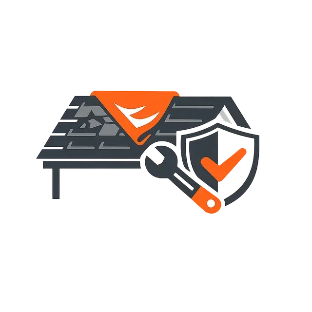 Solar panel with orange shield and wrench, symbolizing solar maintenance and protection