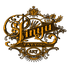 Sin Yu Tattoo Art logo with ornate gold and black filigree. Includes stylized text, brushes and laurel.