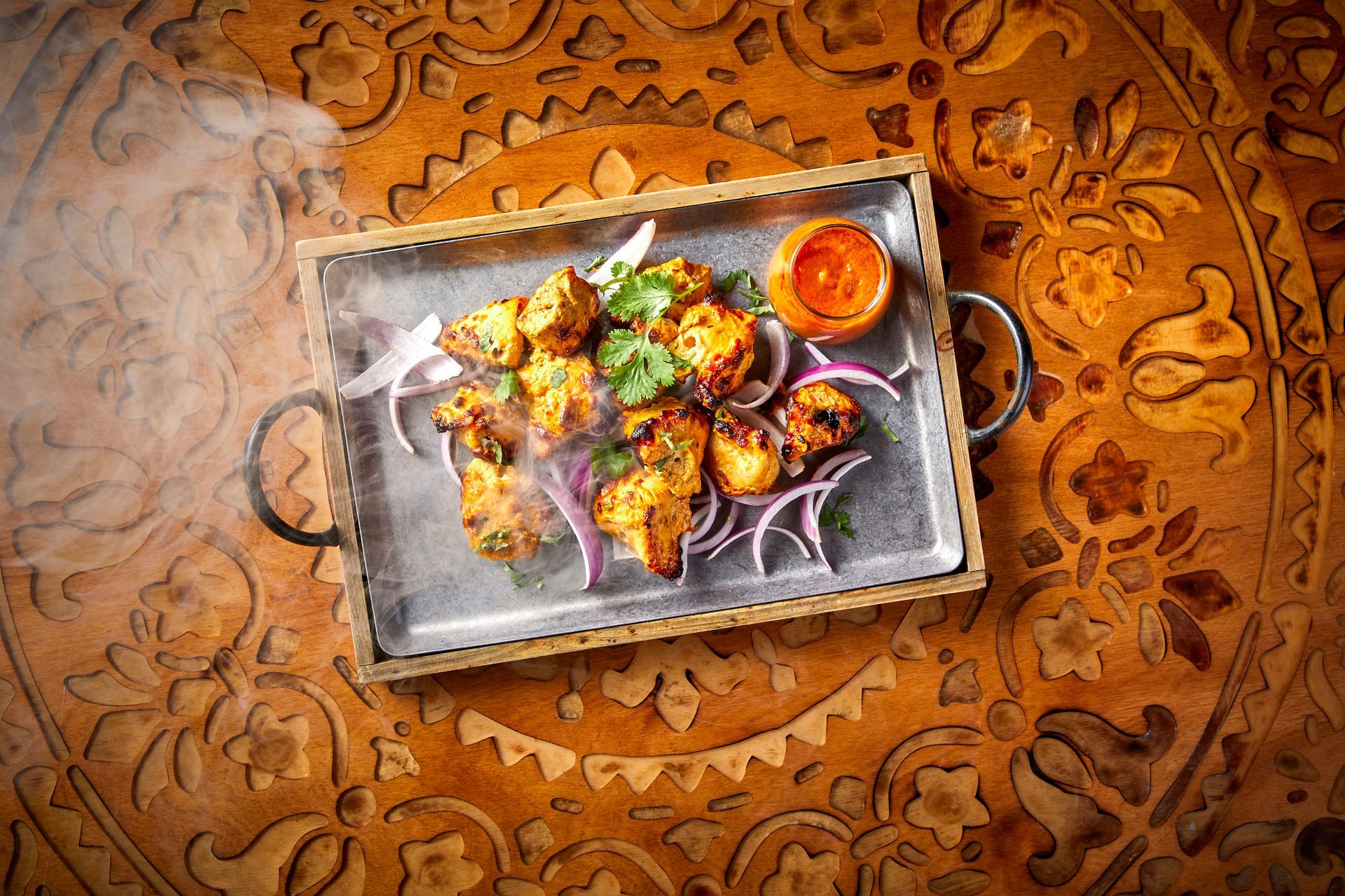 Charcoal grilled of marinated boneless chicken breast