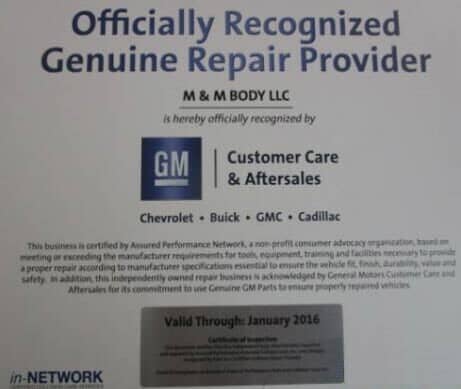 GM Genuine Repair Provider - Albuquerque, NM - M & M Body LLC