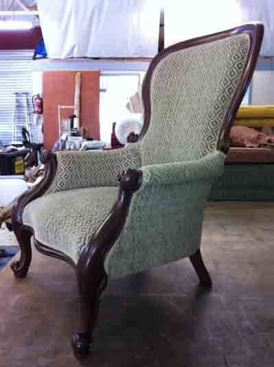 Upholstery repair on a chair