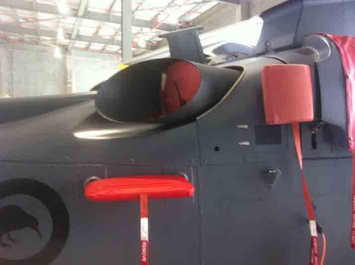 Upholstery of a helicopter being replaced