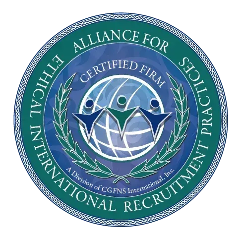 The logo for the alliance for ethical international recruitment