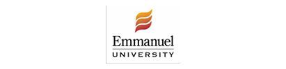 logo with flame-like design in red, orange, and yellow above text.