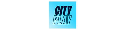 Logo in white and dark blue text on a blue square.