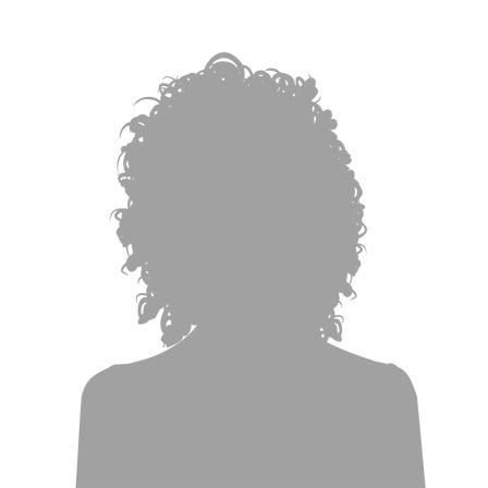 A silhouette of a woman with curly hair on a white background.