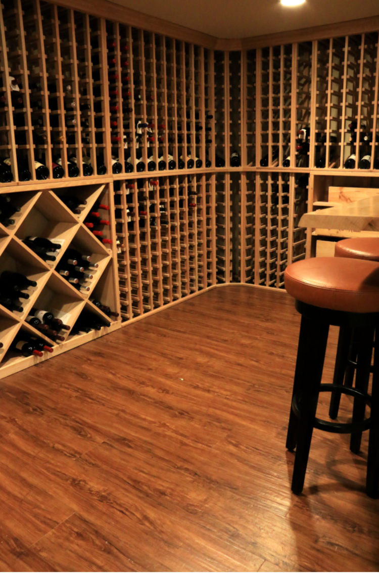 A wine cellar filled with lots of wine bottles