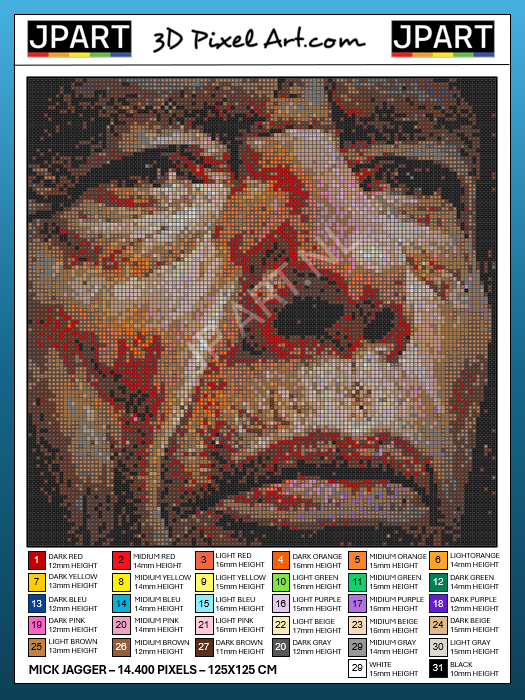 Een kleurrijke pixelkunst van het gezicht van een vrouw