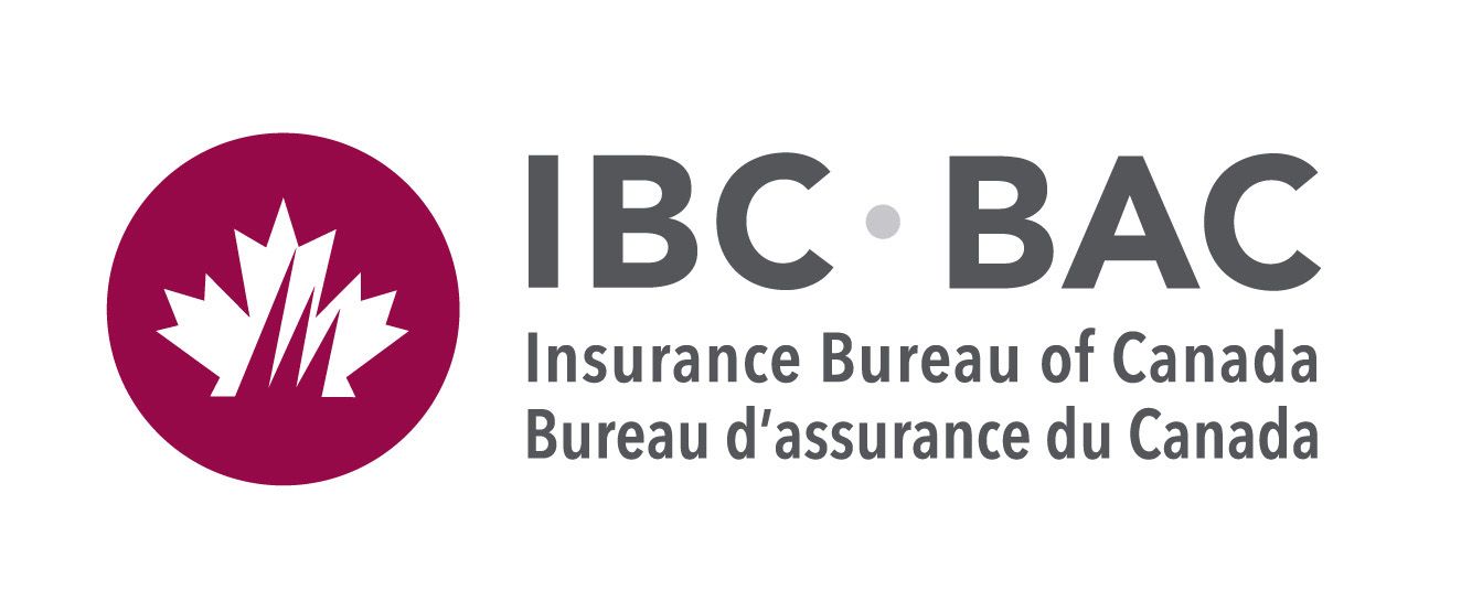 The Insurance Bureau of Canada (IBC) logo: a maroon circle with a white maple leaf next to the text "IBC BAC".