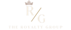 Minimal gold R/G logo with crown above and faint “The Royal Group” text on white background