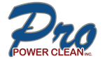 The logo for pro power clean inc. is blue and red.