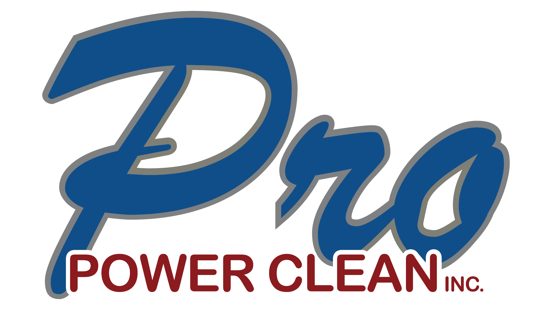 The logo for pro power clean inc. is blue and red.