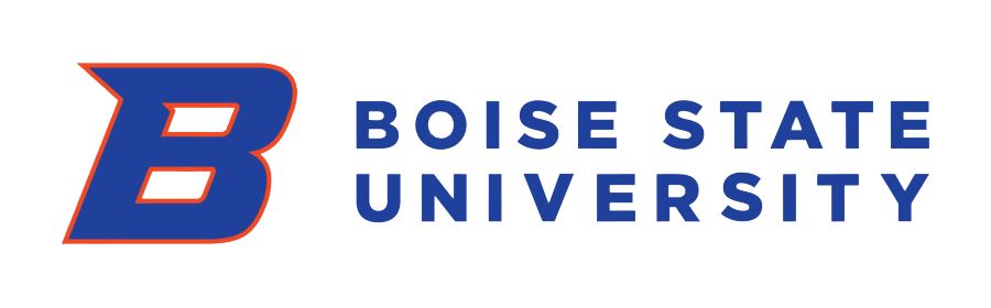 The logo for boise state university is blue and red.