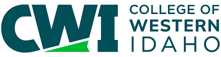 The logo for the college of western idaho is blue and green.