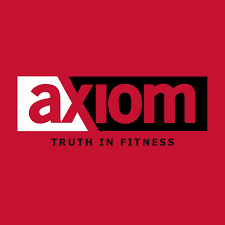 A red and black logo for axiom truth in fitness