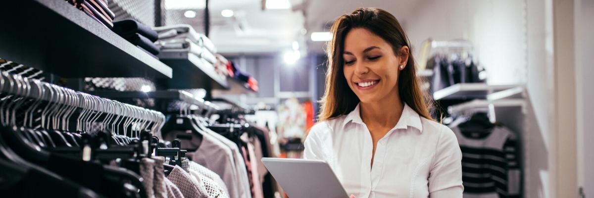 smiling woman working in a retail store