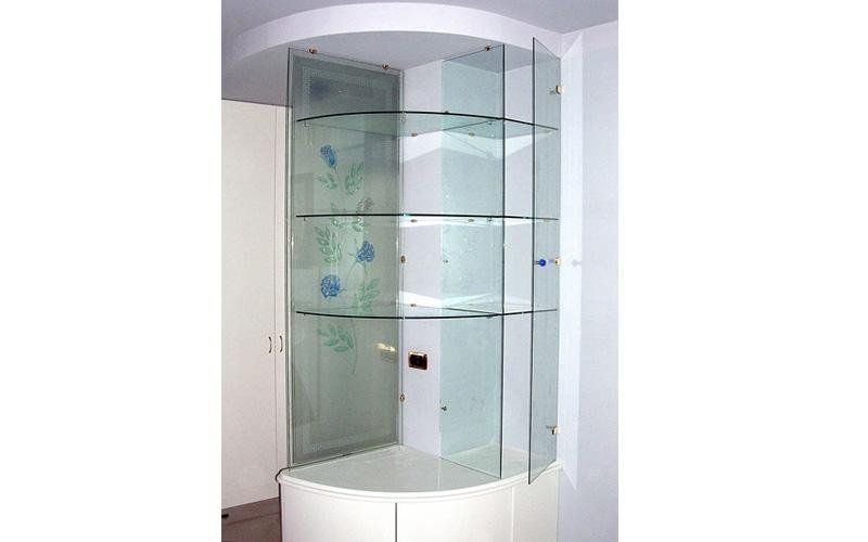 Vetrinetta in cristallo con pannello decorato