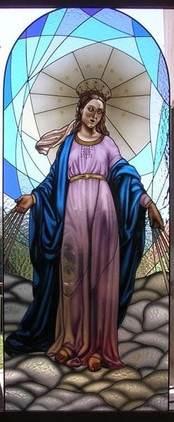 Vetrata Tiffany con smalti a gran fuoco