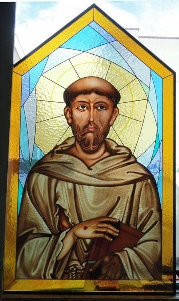 Vetrata Tiffany con smalti a gran fuoco