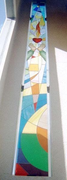 Vetrata Tiffany con particolari smaltati a gran fuoco
