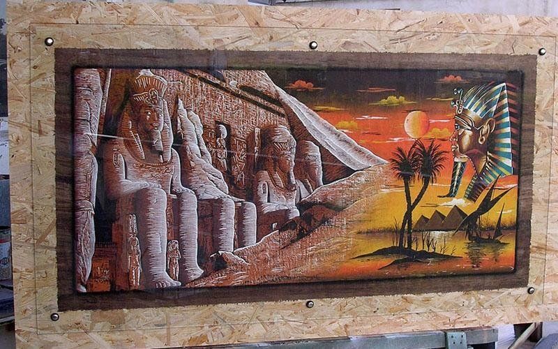 Cornice in vetro con supporto in legno