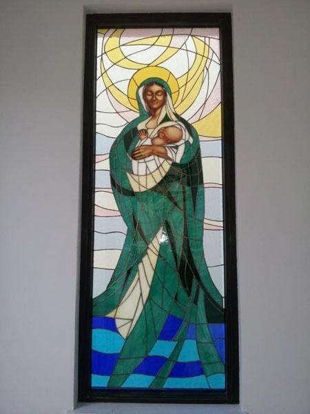 Vetrata Tiffany con particolari smaltati a gran fuoco