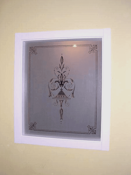 sfondo smerigliato e decoro trasparente