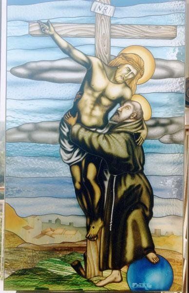 Vetrata Tiffany con smalti a gran fuoco