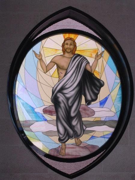 Vetrata Tiffany con smalti a gran fuoco