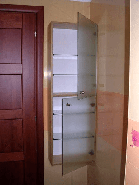 Mobiletto con ante in cristallo satinato