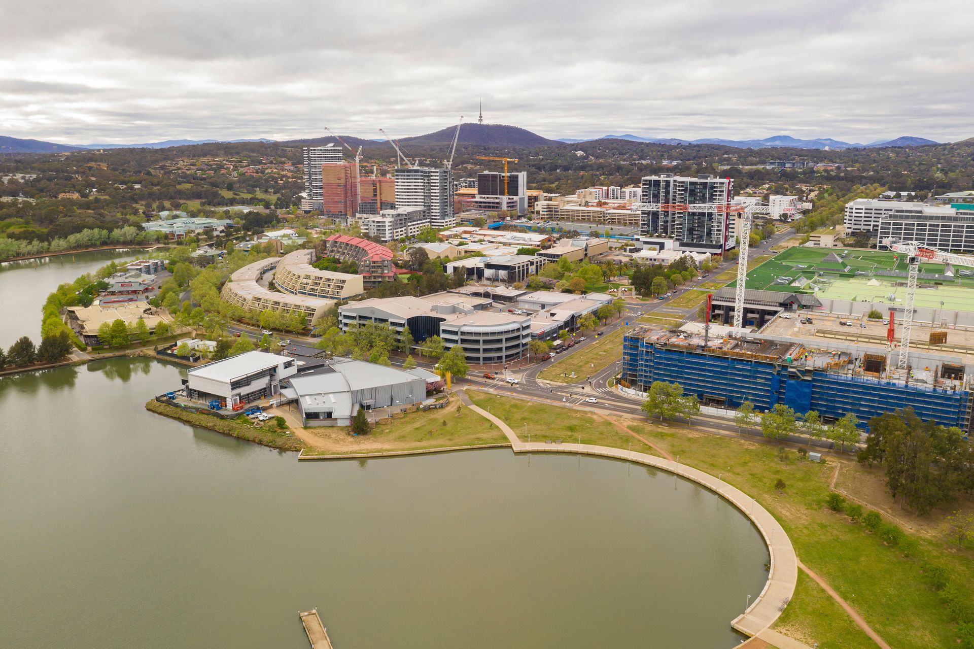 Aerial View of Canberra City Waterfront With Buildings — Capital Fencing in Belconnen, ACT
