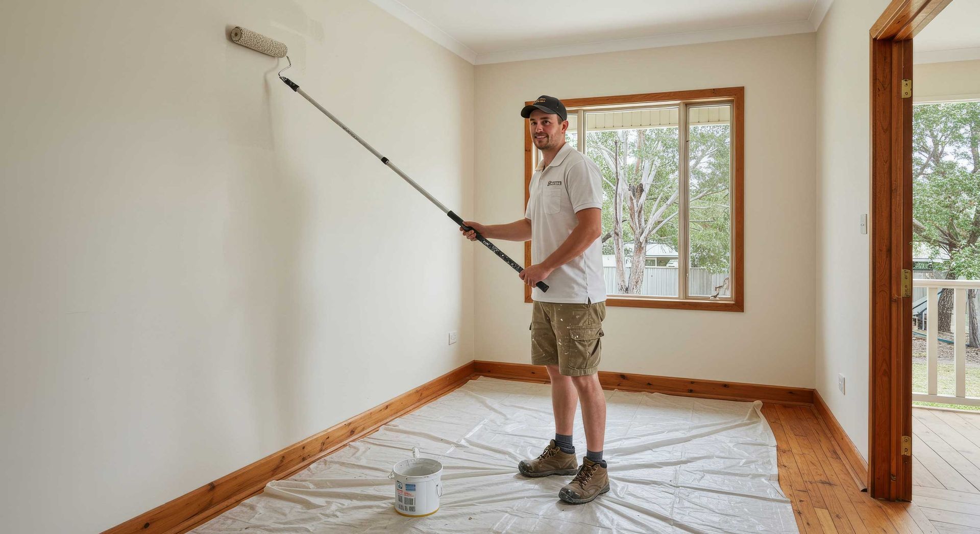 Founder Painting a Residential Wall on First Job Gympie