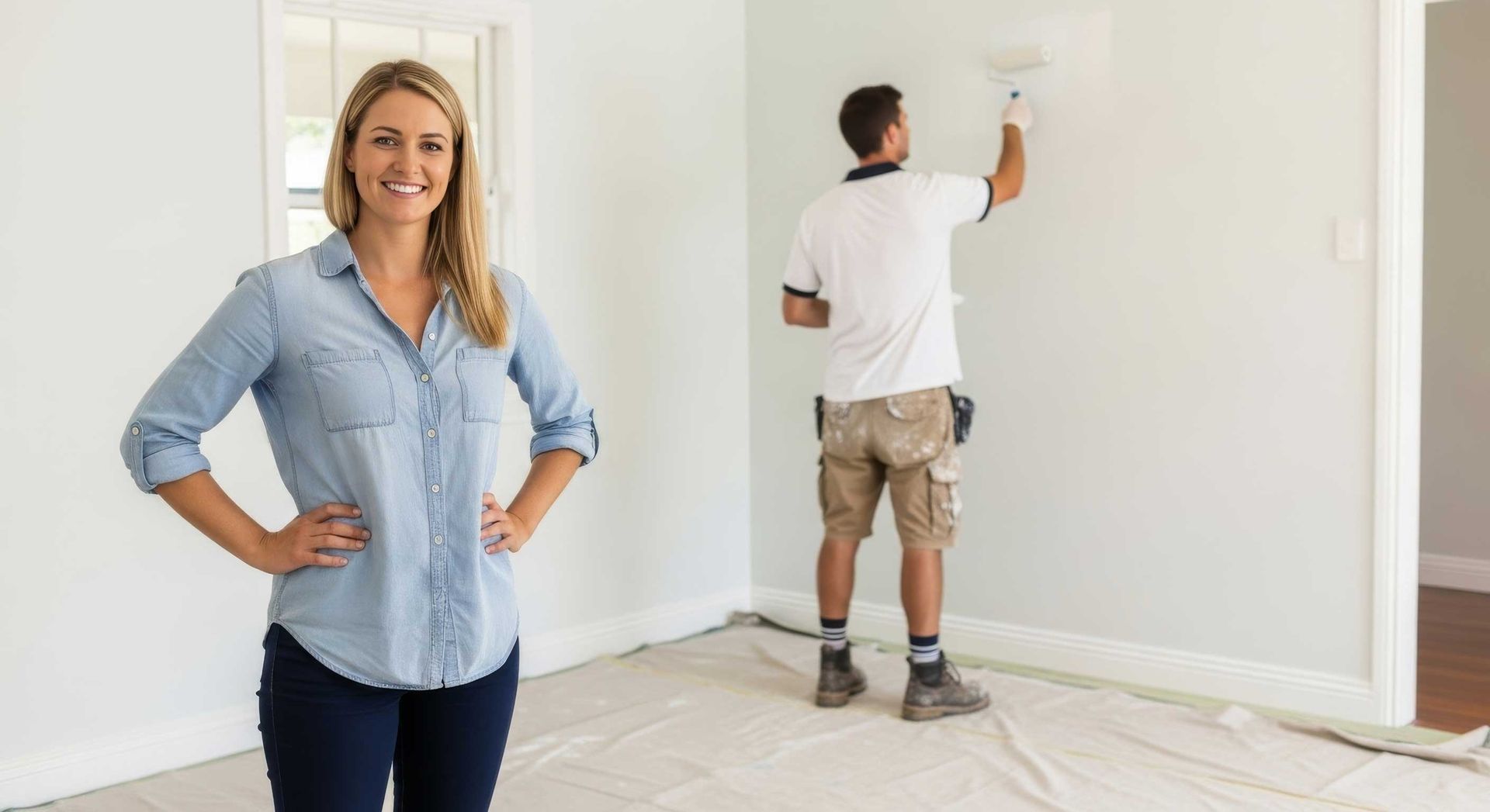 Freshly Painted Living Room Wall With Neutral Tones Gympie