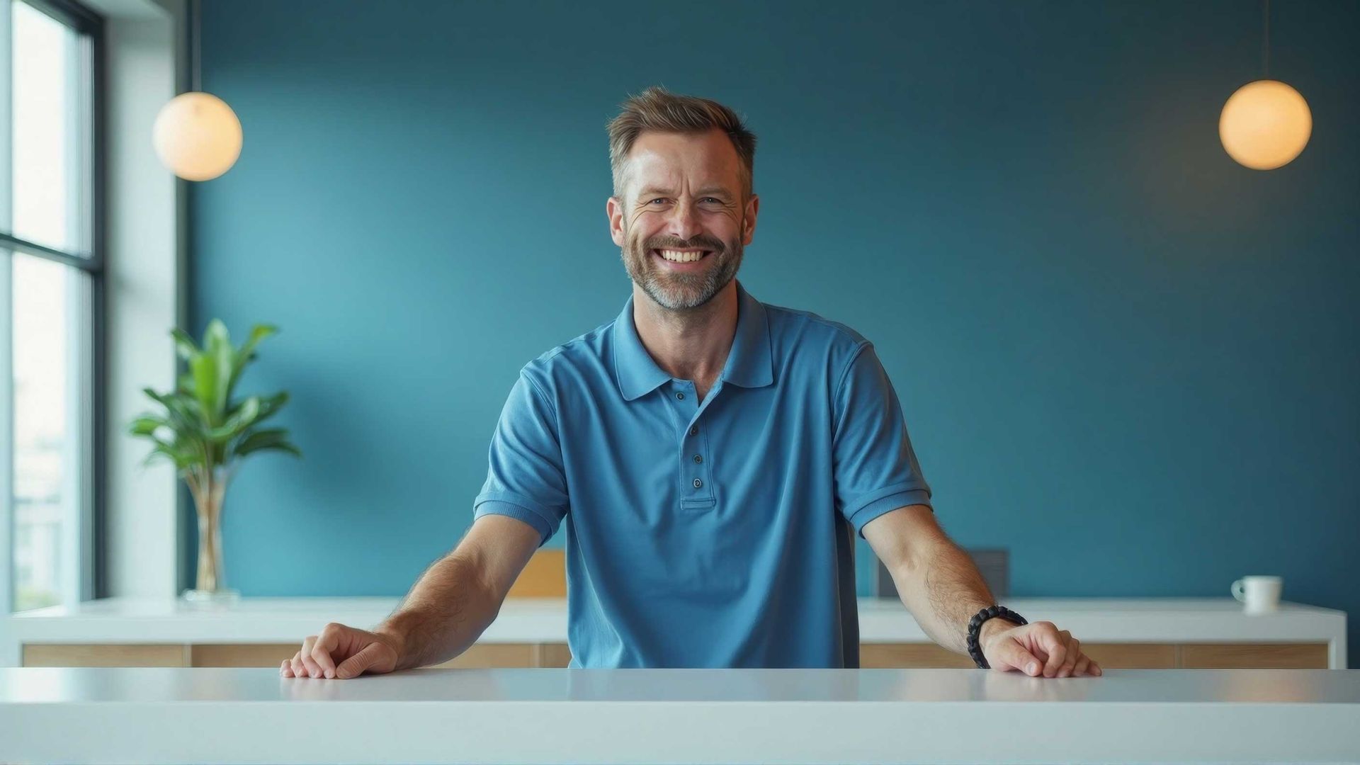 Freshly Painted Modern Office Walls in Blue and White Gympie
