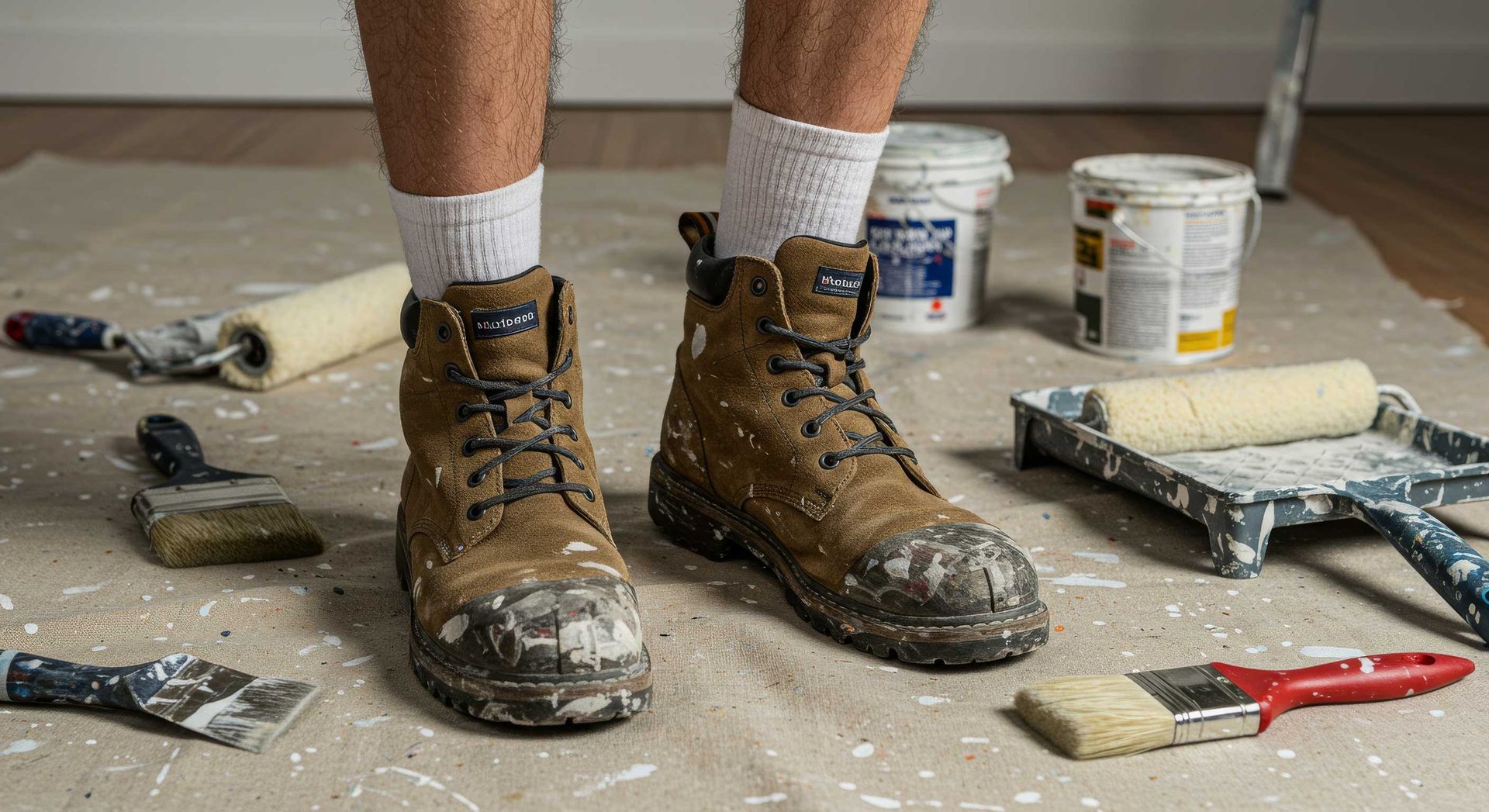 Clean Painting Tools and Setup at a Local Job Site Gympie