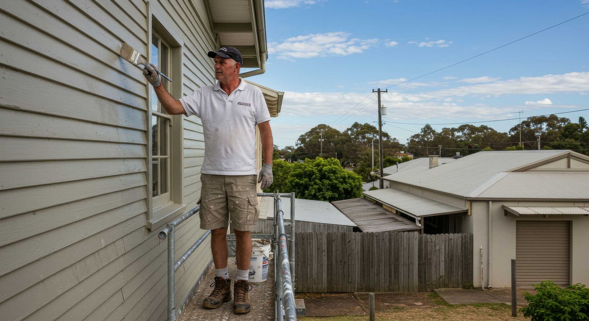 Painter Working After Hours on Commercial Property Gympie