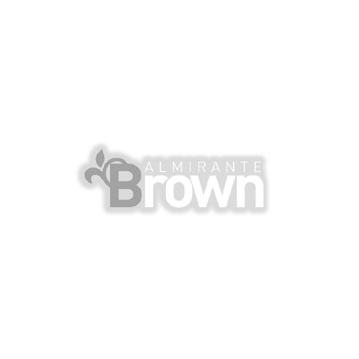 Un logotipo gris y blanco para almirante brown sobre un fondo blanco.
