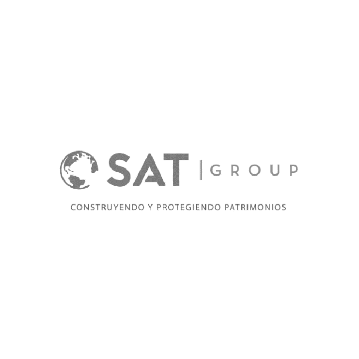 Un logotipo en blanco y negro para una empresa llamada sat group.