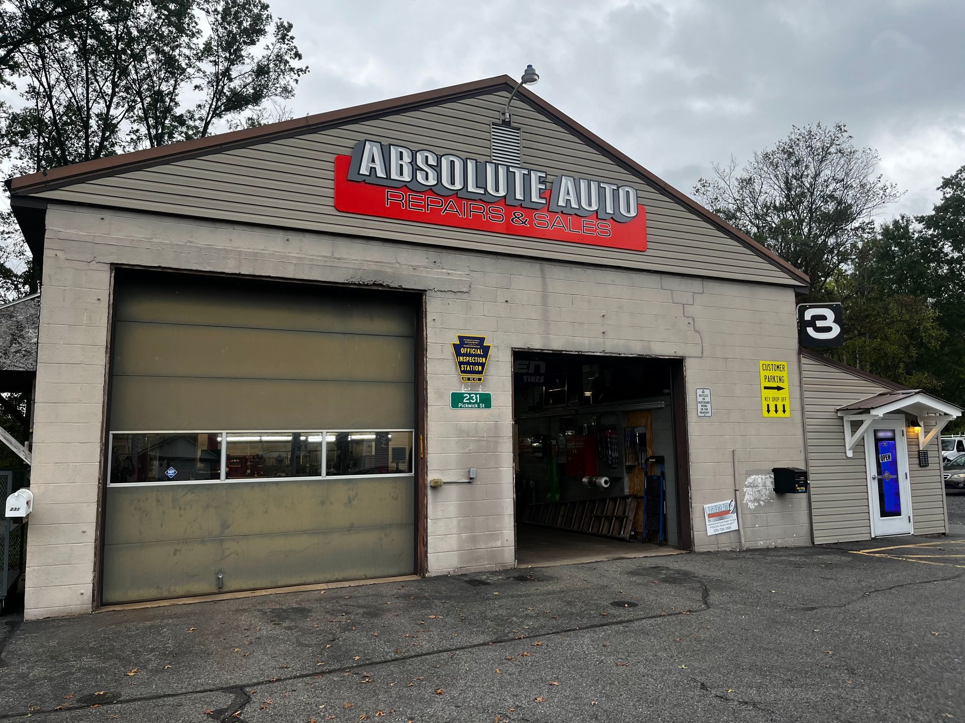 Exterior Of Mill Hall Auto Repair Shop | Absolute Auto Repairs & Sales